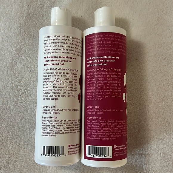 Purezero Apple Cider Vinegar Detoxifying Shampoo & Conditioner 12 FZ (each) set - Picture 4 of 6